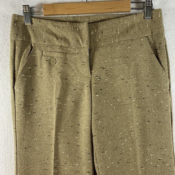 Stoosh Women Y2K Low Rise Dress Pants Sz 3 Tan Confetti Wide Flare Cuffed Office - Picture 2 of 12